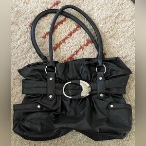 Elegant Black Leather Tote Bag